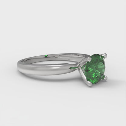 1 cttw Simulated Emerald Solitaire  Engagement Ring - Solid Gold (Round Cut,6.5mm)