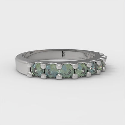 0.63 cttw Blue Moissanite Round Cut White Gold Eternity Wedding Band