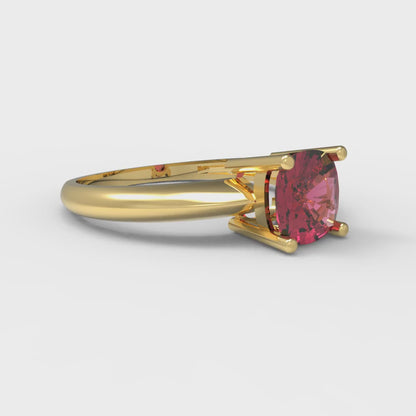 1 cttw Natural Garnet Solitaire  Engagement Ring - Solid Yellow Gold (VVS1, Cushion Cut,6mm)
