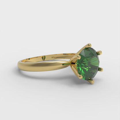 2 cttw Simulated Emerald Solitaire  Engagement Ring - Solid Gold (Round Cut,8.0mm)