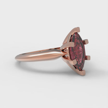 1 cttw Natural Garnet Solitaire  Engagement Ring - Solid Gold (Marquise Cut,10x5mm)