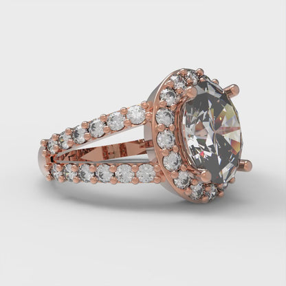 2.6 cttw White Sapphire Solitaire with Zirconia Simulated Diamond Accents Engagement Ring - Solid Gold (Oval Cut,9x7mm)