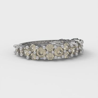 0.98 cttw Natural Morganite Round Cut White Gold Eternity Wedding Band