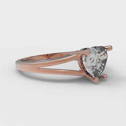 1 cttw Zirconia Simulated Diamond Solitaire  Engagement Ring - Solid Gold (VVS1, Heart Cut,6.5mm)