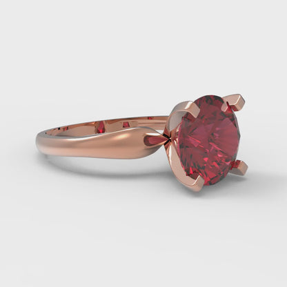 2.5 cttw Natural Garnet Solitaire  Engagement Ring - Solid Rose Gold (VVS1, Round Cut,8.5mm)