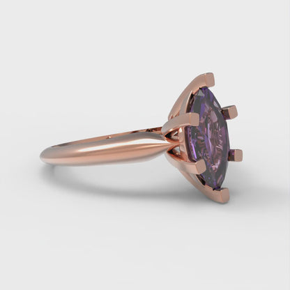 1 cttw Natural Amethyst Solitaire  Engagement Ring - Solid Gold (Marquise Cut,10x5mm)