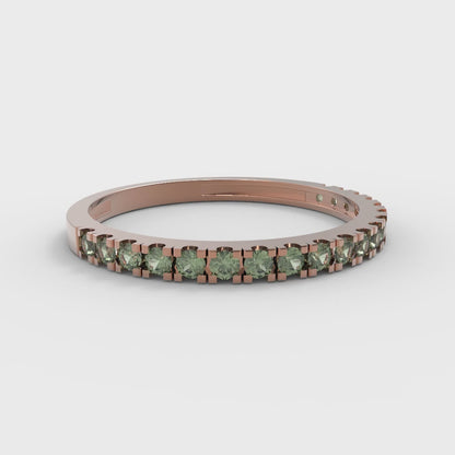 0.285 cttw Natural Peridot Round Cut Rose Gold Eternity Wedding Band