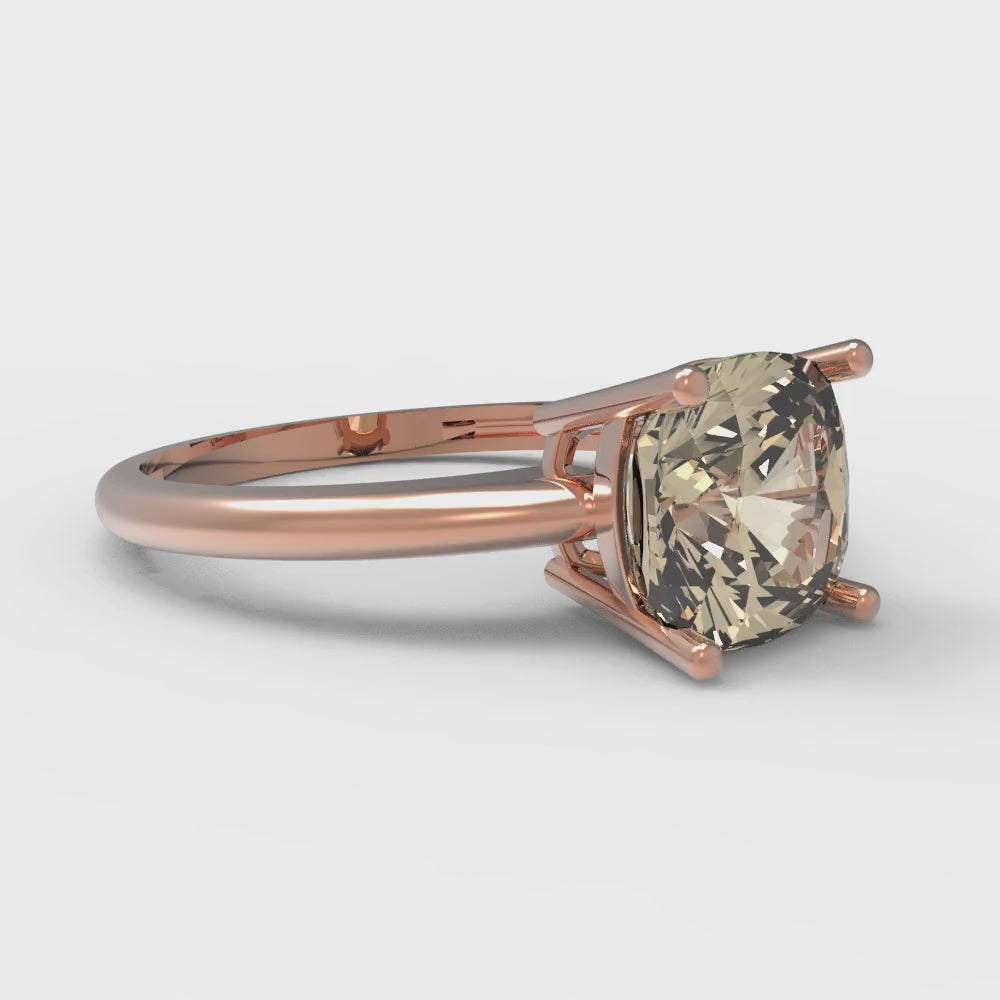 2 cttw Natural Morganite Solitaire  Engagement Ring - Solid Gold (Cushion Cut,7mm)