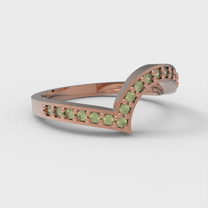 0.165 cttw Natural Peridot Round Cut Rose Gold Eternity Wedding Band
