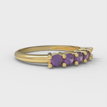 0.35 cttw Natural Amethyst Round Cut Yellow Gold Eternity Wedding Band