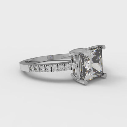 1.62 cttw White Sapphire Solitaire with Zirconia Simulated Diamond Accents Engagement Ring - Solid Gold (Princess Cut,6.5mm)