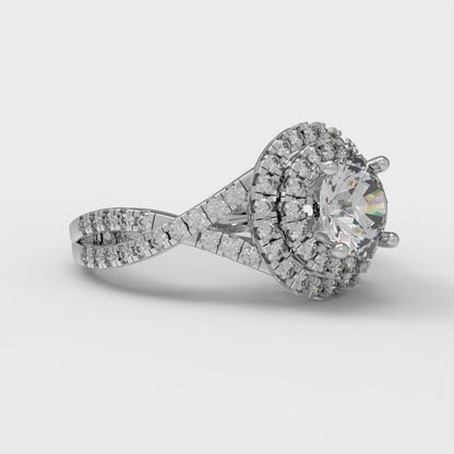 1.3125 cttw Certified Moissanite Hidden Halo Engagement Ring - Solid Gold (VVS1, D-F,Round Cut,6mm)