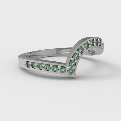 0.165 cttw Simulated Emerald Round Cut White Gold Eternity Wedding Band