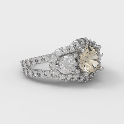 2.16 cttw Natural Morganite Three-Stone Engagement Ring - Solid Gold (Round Cut,6.5mm)