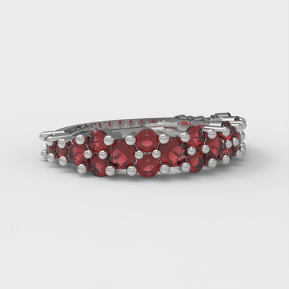 0.98 cttw Natural Garnet Round Cut White Gold Eternity Wedding Band