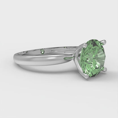 2 cttw Zirconia Simulated Green Diamond Solitaire  Engagement Ring - Solid Gold (VVS1, Round Cut,8.0mm)