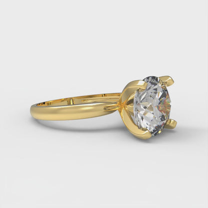 3 cttw Zirconia Simulated Diamond Solitaire  Engagement Ring - Solid Gold (VVS1, Round Cut,9mm)
