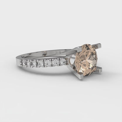 1.71 cttw Yellow Moissanite Solitaire with Zirconia Simulated Diamond Accents Engagement Ring - Solid Gold (Round Cut,7.5mm)