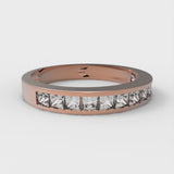 0.84 ct Brilliant Princess Cut Clear Simulated Diamond Stone Rose Gold Stackable Band