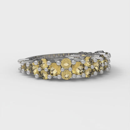 0.98 cttw Natural Citrine Round Cut White Gold Eternity Wedding Band