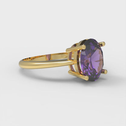 2 cttw Natural Amethyst Solitaire  Engagement Ring - Solid Gold (Oval Cut,9x7mm)