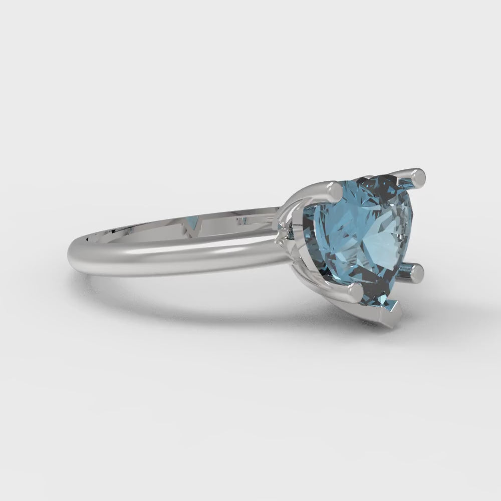 2 cttw Natural Sky Blue Topaz Solitaire  Engagement Ring - Solid Gold (Heart Cut,8mm)