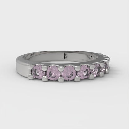 0.63 cttw Simulated Pink Diamond Round Cut White Gold Eternity Wedding Band
