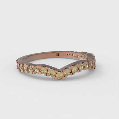 0.36 cttw Simulated Yellow Diamond Round Cut Rose Gold Eternity Wedding Band