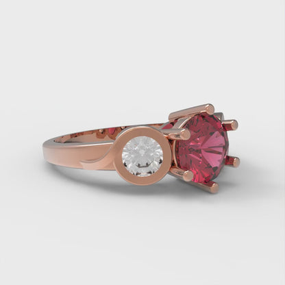 1.72 cttw Natural Garnet Three-Stone Engagement Ring - Solid Rose Gold (VVS1, Round Cut,6.5mm)