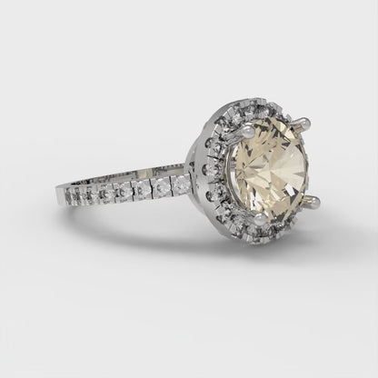 1.8 cttw Natural Morganite Hidden Halo Engagement Ring - Solid Gold (Round Cut,7.5mm)