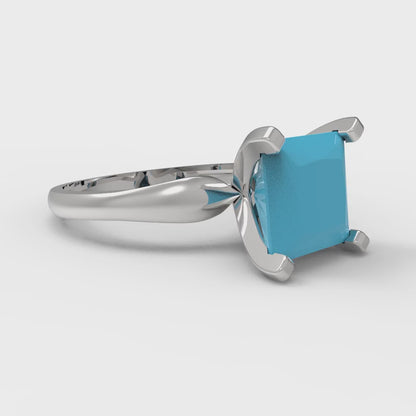 2.5 cttw Simulated Turquoise Solitaire  Engagement Ring - Solid Gold (Princess Cut,7.5mm)