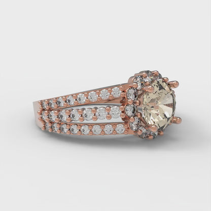 1.83 cttw Natural Morganite Hidden Halo Engagement Ring - Solid Gold (Round Cut,6.5mm)