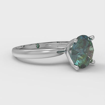 2 cttw Blue Moissanite Solitaire  Engagement Ring - Solid Gold (Round Cut,8.0mm)