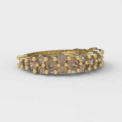 0.98 cttw Yellow Moissanite Round Cut Yellow Gold Eternity Wedding Band