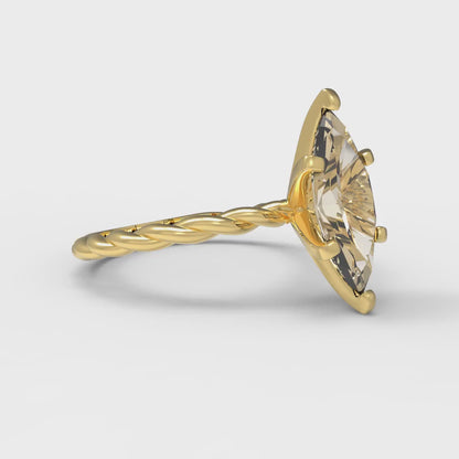 2 cttw Natural Morganite Solitaire  Engagement Ring - Solid Gold (Marquise Cut,12x6mm )