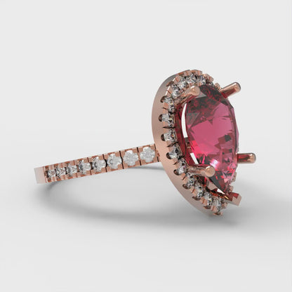 2.38 cttw Natural Garnet Hidden Halo Engagement Ring - Solid Gold (Pear Cut,10x7mm )