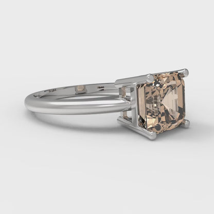 1.5 cttw Yellow Moissanite Solitaire  Engagement Ring - Solid Gold (Asscher Cut,6.5mm)