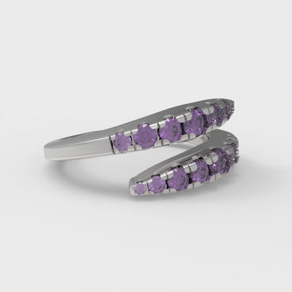 0.235 cttw Natural Amethyst Round Cut White Gold Eternity Wedding Band
