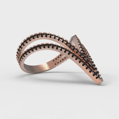 0.525 cttw Natural Onyx Statement Engagement Ring - Solid Rose Gold (VVS1, Round Cut,1.0mm)