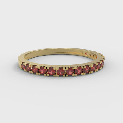 0.285 cttw Natural Garnet Round Cut Yellow Gold Eternity Wedding Band
