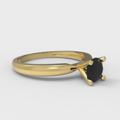 0.5 cttw Natural Onyx Solitaire  Engagement Ring - Solid Gold (Round Cut,5.0mm)
