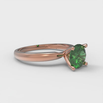 1 cttw Simulated Emerald Solitaire  Engagement Ring - Solid Gold (Round Cut,6.5mm)