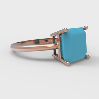 2.5 cttw Simulated Turquoise Solitaire  Engagement Ring - Solid Gold (Asscher Cut,8.0mm)