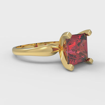 2.5 cttw Simulated Ruby Solitaire  Engagement Ring - Solid Yellow Gold (VVS1, Princess Cut,8.5mm)