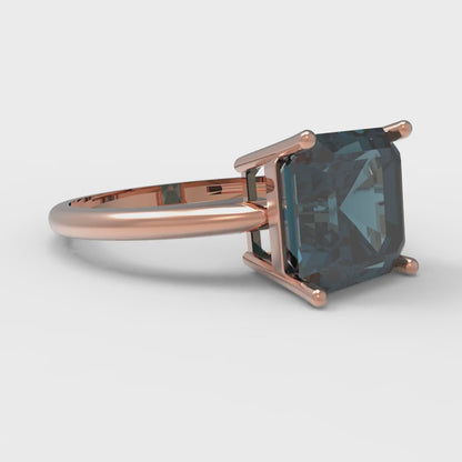 2.5 cttw Natural London Blue Topaz Solitaire  Engagement Ring - Solid Gold (Asscher Cut,8.0mm)