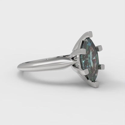 1 cttw Blue Moissanite Solitaire  Engagement Ring - Solid White Gold  (VVS1, Marquise Cut,10x5mm)