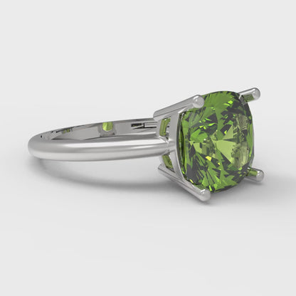 2.5 cttw Natural Peridot Solitaire  Engagement Ring - Solid Gold (Cushion Cut,8mm)