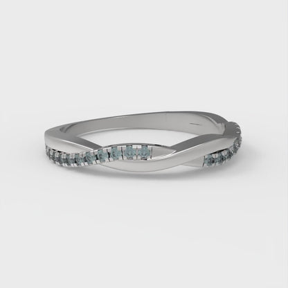 0.16 cttw Natural London Blue Topaz Round Cut White Gold Eternity Wedding Band