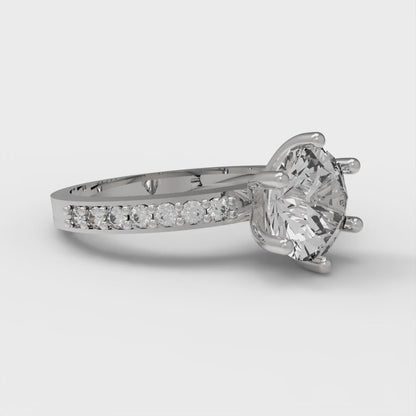 1.71 cttw Zirconia Simulated Diamond Solitaire with Zirconia Simulated Diamond Accents Engagement Ring - Solid Gold (VVS1, Round Cut,7.5mm)