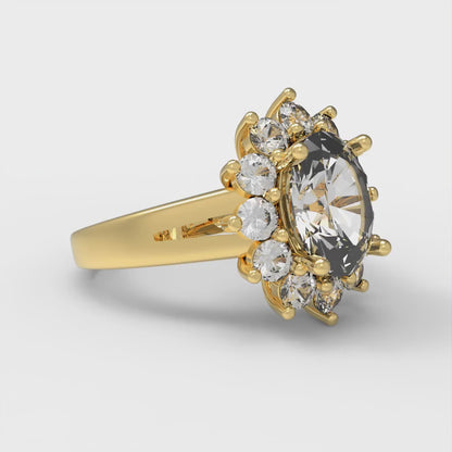 2.72 cttw Certified Moissanite Hidden Halo Engagement Ring - Solid Gold (VVS1, D-F,Oval Cut,9x7mm)